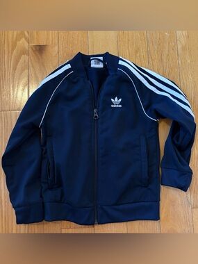adidas Navy and White Kids' Track Jacket
